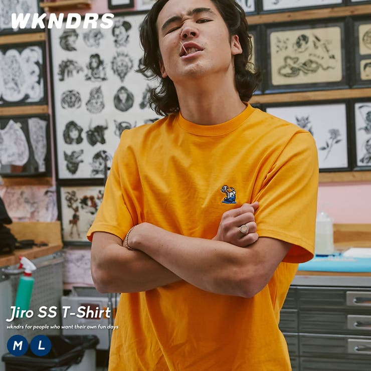 Shoowtime WKNDRS ウィークエンダーズ メンズ tシャツ 半袖 ネオンカラー 蛍光 綿100％ コットン100％ イラスト Jiro 春 夏 韓国 ファッション ブランド ストリート オルチャンファッション 韓国服 デイリーコーデ kore