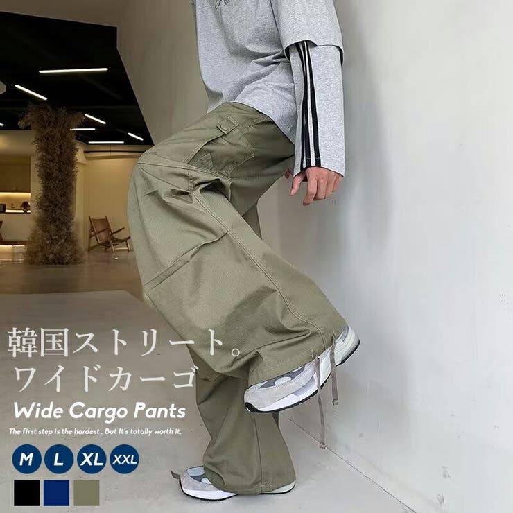 Shoowtime カーゴパンツ メンズ ゆったり 太め ワイドパンツ ミリタリーパンツ 韓国 ストリート ファッション ルーズパンツ ボトムス おしゃれ オルチャンファッション 韓国服 デイリーコーデ ジェンダーレス korea パンツ・ズボン