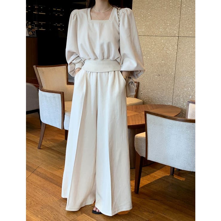 Ulysses ショートスクエアネックラインスウェットワイドパンツセットアップ スーツ