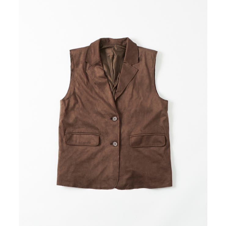 【10％OFFクーポン！12/11(木)1:59まで】PAL GROUP OUTLET 【WHO'S WHO gallery】フェイクスウェードテーラードジレ アウター(コート・ジャケットなど)