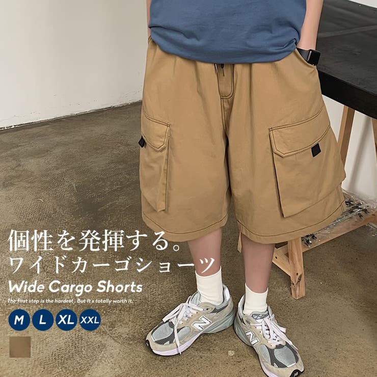 Shoowtime ハーフ カーゴパンツ メンズ ミリタリーショーツ ワイド 韓国 ストリート ファッション ルーズパンツ ボトムス おしゃれ オルチャンファッション 韓国服 デイリーコーデ ジェンダーレス korea パンツ・ズボン