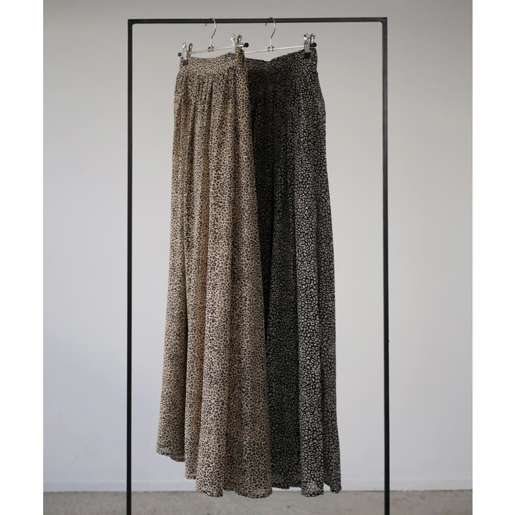 【10％OFFクーポン！11/27(木)1:59まで】My shawty CHIFFON LEOPARD LONG SKIRT スカート