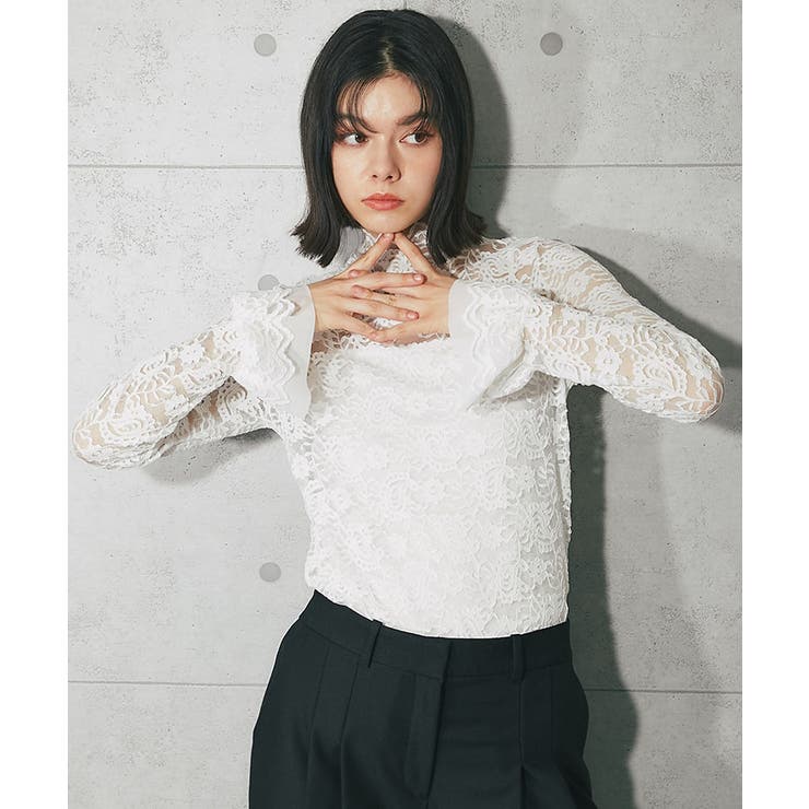 SMILE ORCHID フリル袖レースブラウス トップス