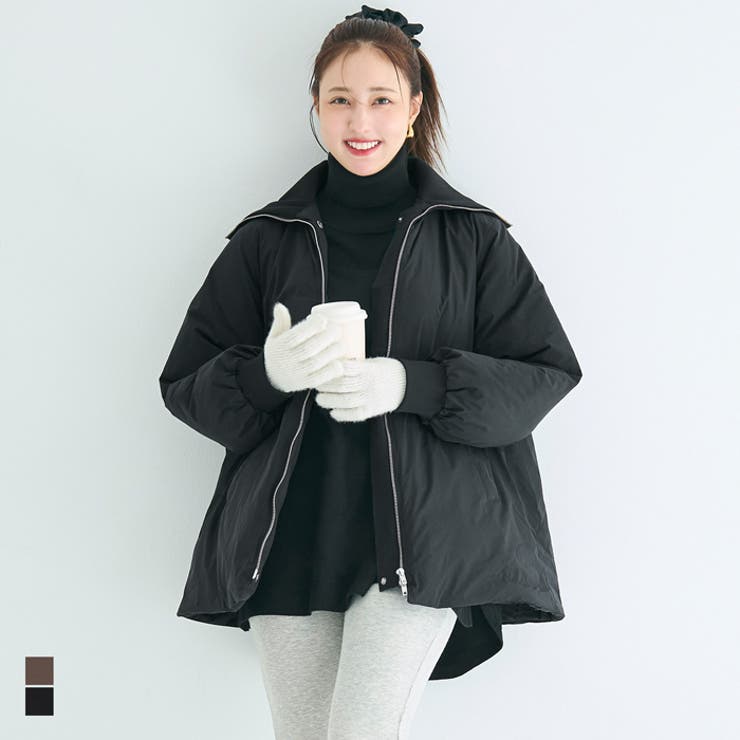 coca 【洗える】 Aラインカールネック中綿コート アウター(コート・ジャケットなど)のサムネイル