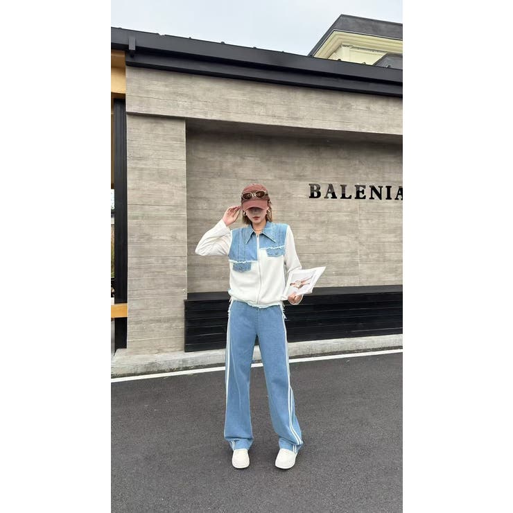 Ulysses スウェット切り替えデニムトップスパンツセットアップ スーツ