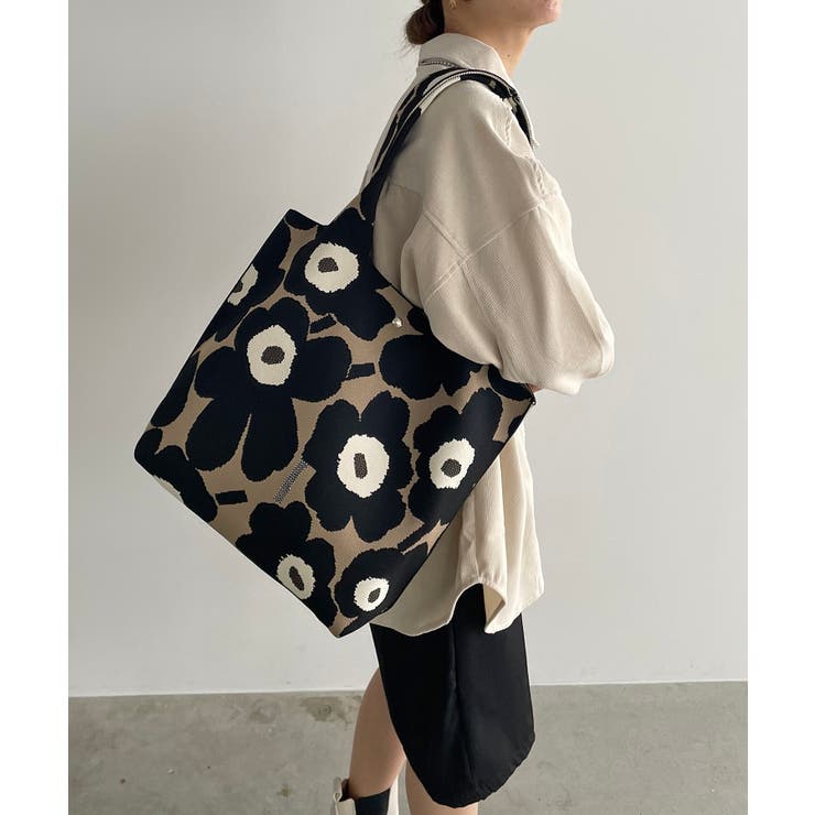 【10％OFFクーポン！11/27(木)1:59まで】210nouve 花柄ニットトートバッグ バッグ・鞄