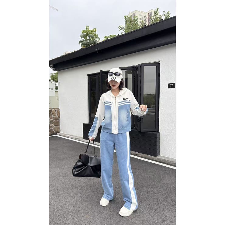 Ulysses スウェット切り替えデニムトップスパンツセットアップ スーツ