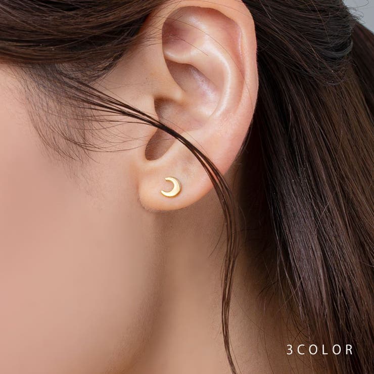 【10％OFFクーポン！11/27(木)1:59まで】CREAM-DOT ステンレス製 ピアス 金属アレルギー つけっぱなし サージカルステンレス レディース 月 ムーン クレッセント メタル 艶 華奢 ミニ スタッドピアス ゴールド シルバー ピンクゴ