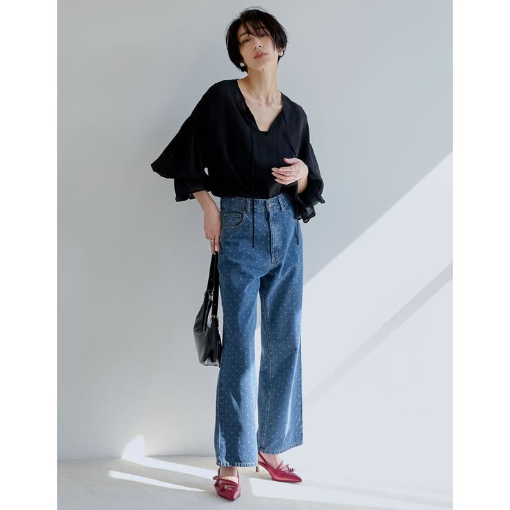 Re:EDIT [低身長/高身長サイズ有]ワイドストレートドットデニムパンツ パンツ・ズボン shoplistselect-10434663 SHOPLIST サンプル画像3