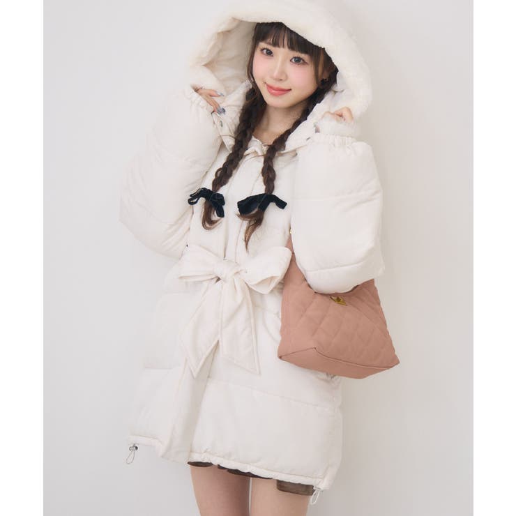 RETRO GIRL Fファーフード付中綿コート アウター(コート・ジャケットなど)