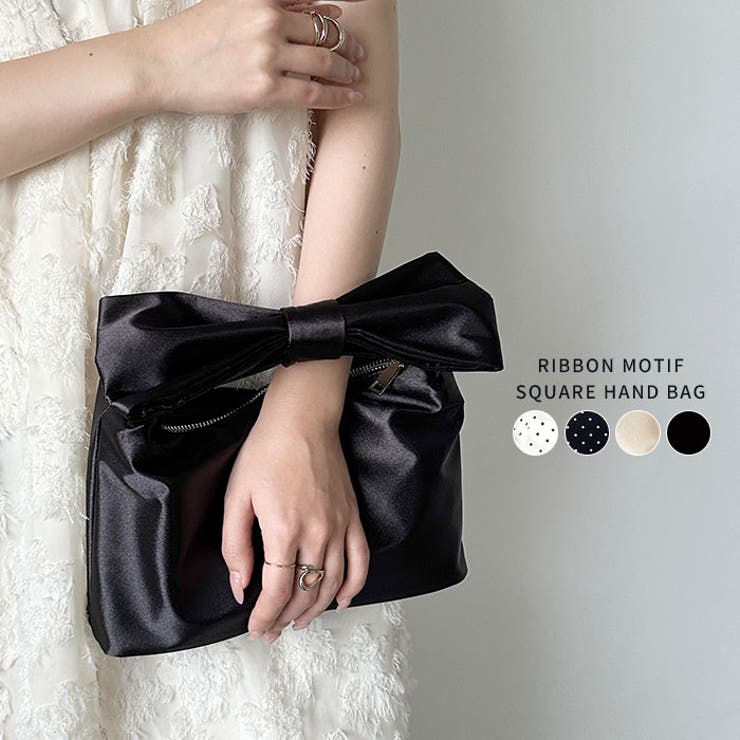 Outfitter lab リボンモチーフ スクエアハンドバッグ バッグ・鞄