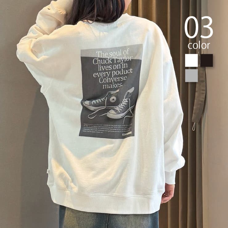 【10％OFFクーポン！11/27(木)1:59まで】SETUP7【WOMEN】 【CONVERSE】Archive Poster Print Sweater t..