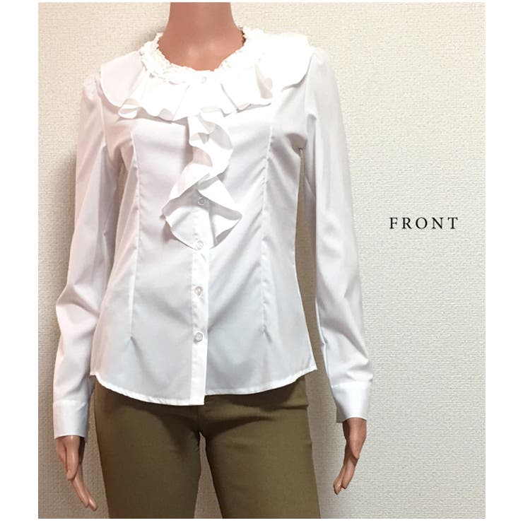 【10％OFFクーポン！10/27(火)9:59まで】レースレディース フリル 長袖ブラウス シャツ S-XXL 白 ロングスリーブ レディース オフィス カジュアル オシャレ かわいい 春 秋 シフォンホワイト エレガント 優雅 薄手 通勤 OL 結婚 shoplistselect-10435176 SHOPLIST サンプル画像2