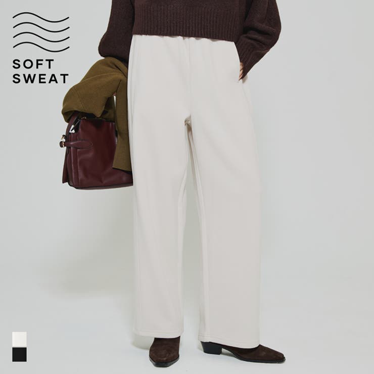 coca 【DAILY WARM】裏起毛ソフトスウェットワイドパンツ パンツ・ズボン
