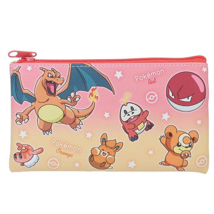 【10％OFFクーポン！2/10(火)1:59まで】cinemacollection ポケットモンスター フラットポーチ フラットマルチポーチ グラデーション レッド＆オレンジ ポケモン ティーズファクトリー 小物入れ ペンケース キャラクター グッズ