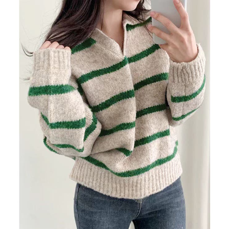 aimoha ボーダーニットプルオーバー トップス(4.0)