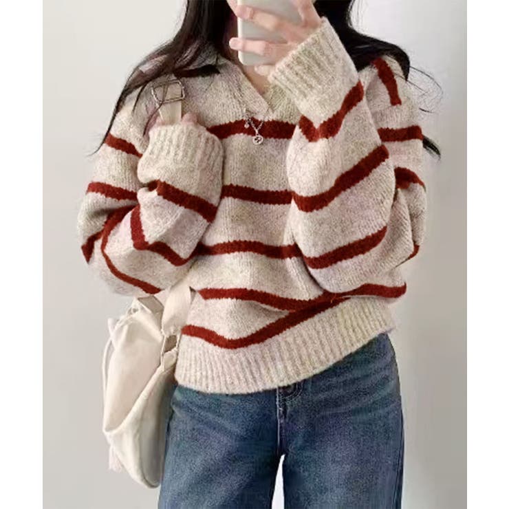 aimoha ボーダーニットプルオーバー トップス