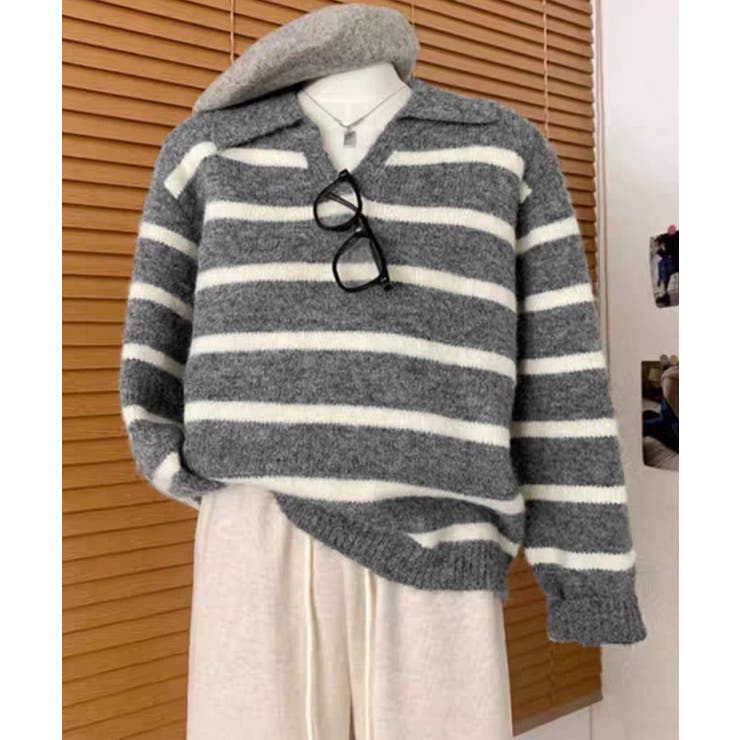 aimoha ボーダーニットプルオーバー トップス