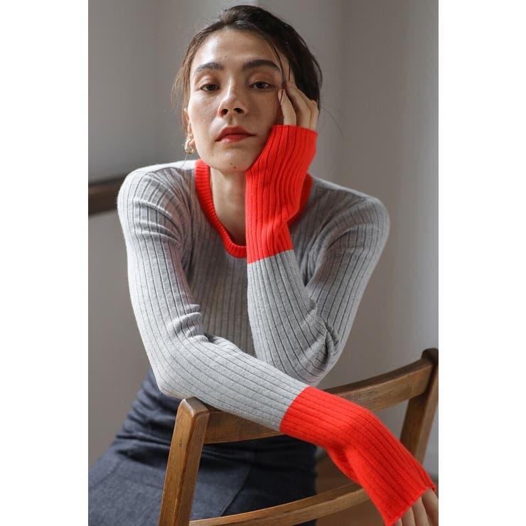 BONJOUR SAGAN 配色フィンガーホールリブニット 88-003886 トップス