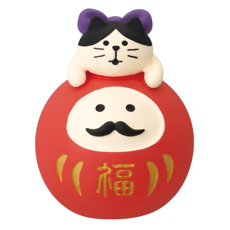 【10％OFFクーポン！3/26(木)1:59まで】cinemacollection concombre マスコット だるまLOVE猫 赤 デコレ インテリア かわいい グッズ 寝具・インテリア雑貨