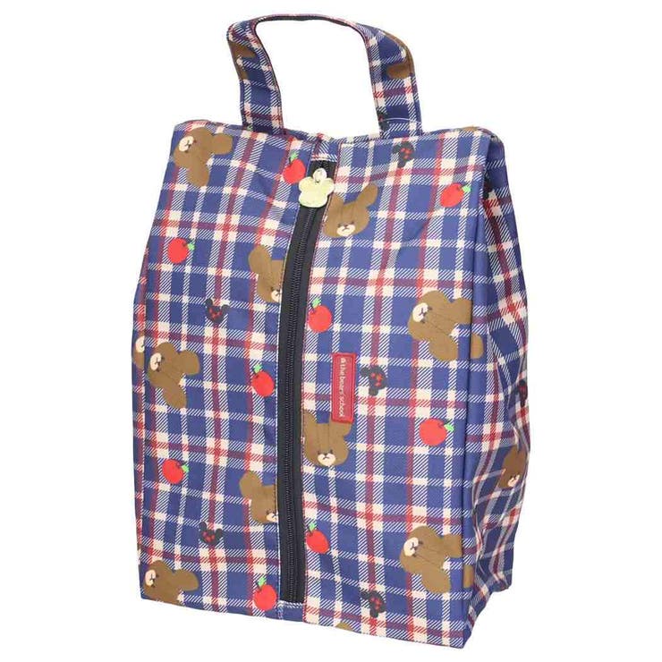 cinemacollection くまのがっこう シューズケース シューズバッグ りんごチェック 丸眞 かわいい 便利 絵本キャラクター グッズ スポーツ