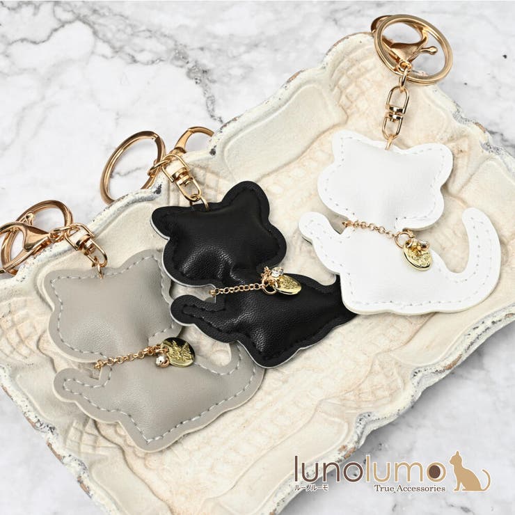【10％OFFクーポン！3/26(木)1:59まで】lunolumo キーホルダー バッグチャーム レディース 猫 ネコ ねこ 招き猫 首飾り 可愛い プレゼント KH 小物