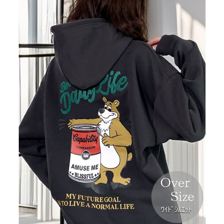 【10％OFFクーポン！11/27(木)1:59まで】GROOVY STORE パーカー 裏起毛 グラフィック スウェット パーカ スマイル クマ トップス