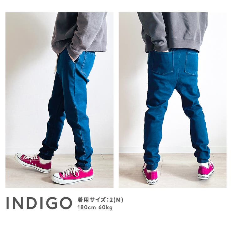 BEAT JIVE 裏起毛 カットデニム ジョガーパンツ メンズ スウェットデニム 暖かい ストレッチ パンツ 秋 冬 裏起毛パンツ ウエストゴム リラックス おしゃれ ルームウェア ワンマイルウェア パンツ・ズボン shoplistselect-10437567 SHOPLIST サンプル画像3