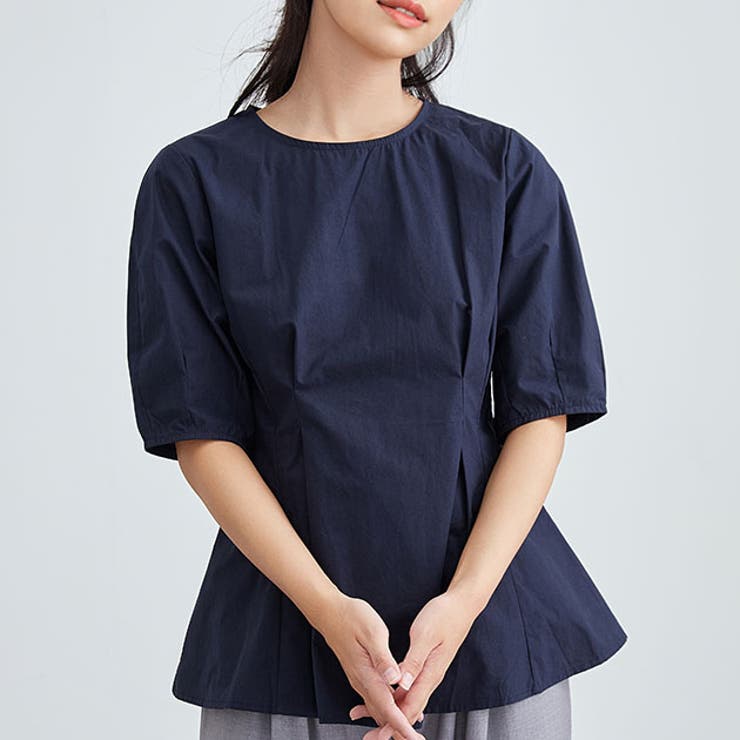 レースレディース ラウンドネック ペプラム タック 半袖 プルオーバー 女性 レディース トップス Tシャツ ブラウス 春 夏 秋 丸首 単色 無地 フレアシルエット オンコーデ エレガント 上品 大人 華やか きれいめ カジュアル トップス