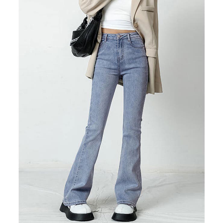 【10％OFFクーポン！11/27(木)1:59まで】SUNSHINE CLOSET フレアデニムパンツ ストレッチパンツ韓国 パンツ・ズボン