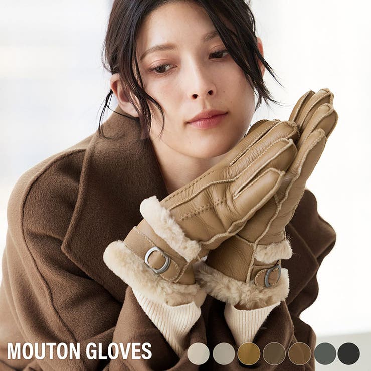 sankyo shokai 手袋 レディース ムートン グローブ ダブルフェイス 冬 ベルト デザイン 秋冬 女性 防寒..