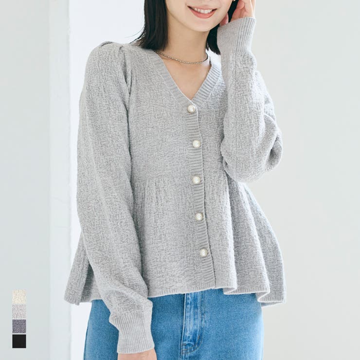 【20％OFFクーポン！11/25(火)限定！】coca 【新色追加】キラキラのラメが目を惹くラメニットカーディガン トップスのサムネイル