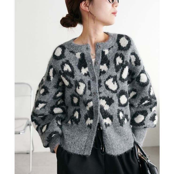 PAL GROUP OUTLET 【Discoat】レオパードJQDニットカーディガン トップスのサムネイル