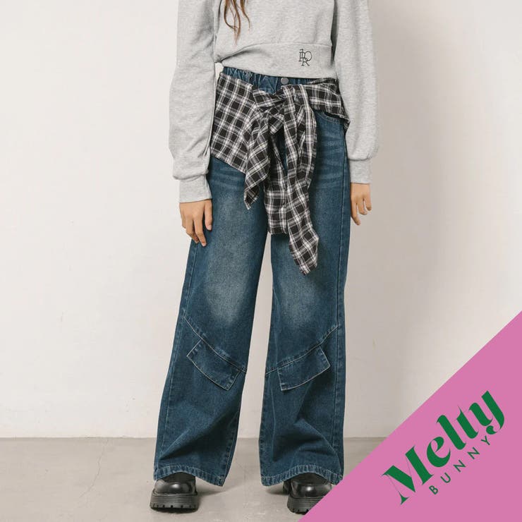 URBAN CHERRY 【レイヤードシャツ付属】ワイドデニム パンツ・ズボン