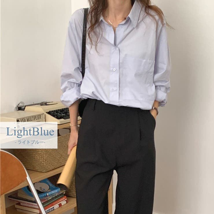 teddyshop シャツ トップス 長袖 秋 春 韓国ファッション オフィスカジュアル 秋服 おしゃれ さわやか ゆったり きれいめ 大人可愛い シンプル 無地 クラシカル フロント ボタン 前開き 薄手 透け感 着回し レギュラーカラー バック ボッ shoplistselect-10071519 SHOPLIST サンプル画像3