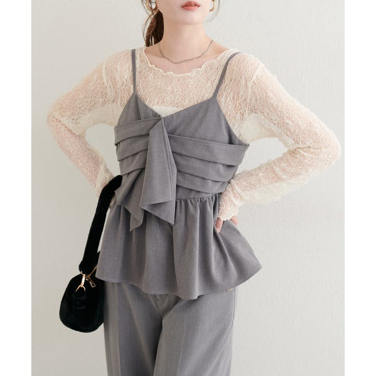 NICE CLAUP / OLIVE des OLIVE　OUTLET 【natural couture】リボンビスチェ&レースメロウTセット トップス