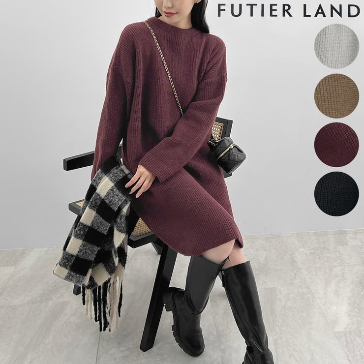 futier land 前後2wayでも華やぐ。zip付ミニ丈ニットワンピース ワンピース ドレス
