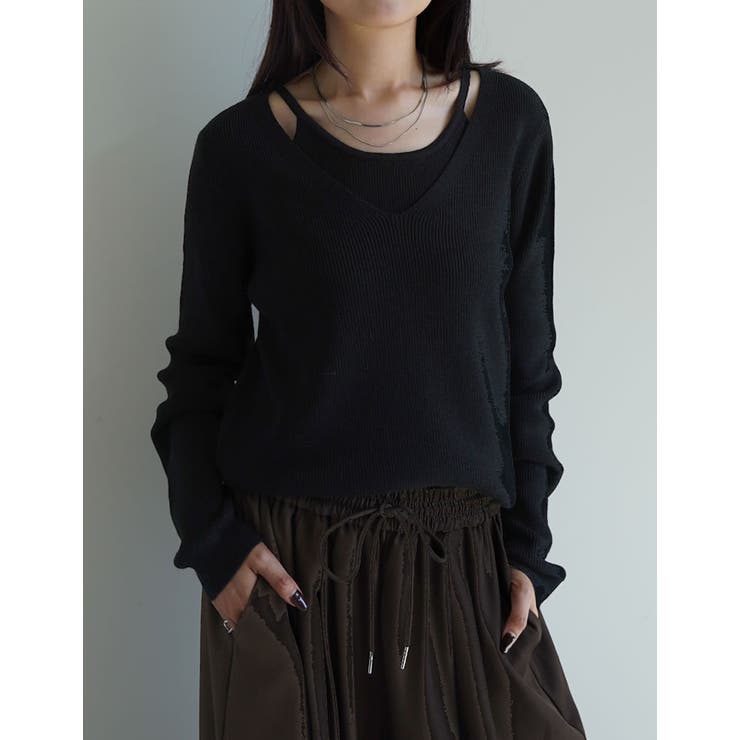 Re:EDIT ニットレイヤードライク長袖トップス トップス shoplistselect-10440074 SHOPLIST サンプル画像3