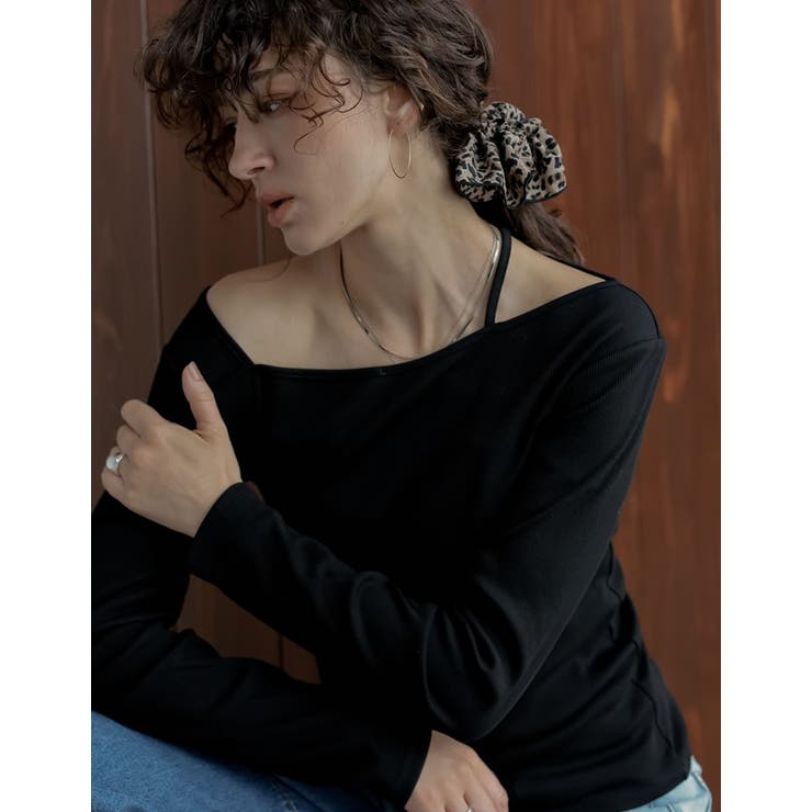 Re:EDIT [2025AW COLLECTION][汗じみ防止][UVカット]リブカットソーアシンメトリーネックデザイントップス トップス shoplistselect-10440052 SHOPLIST サンプル画像2