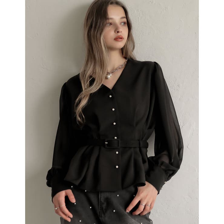 Re:EDIT [MEISM by Re:EDIT][2025AW COLLECTION]袖シアータックペプラムブラウス トップス shoplistselect-10440066 SHOPLIST サンプル画像3