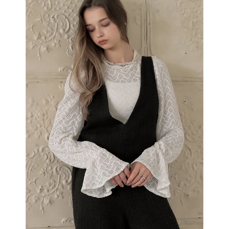 Re:EDIT [MEISM by Re:EDIT][2025AW COLLECTION]レースクルーネック袖フリルブラウス トップス shoplistselect-10440055 SHOPLIST サンプル画像3