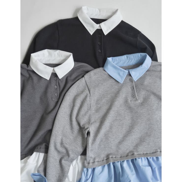 Re:EDIT [2025AW COLLECTION]スウェットライクニット×バルーンシャツレイヤード風トップス トップス shoplistselect-10440072 SHOPLIST サンプル画像2