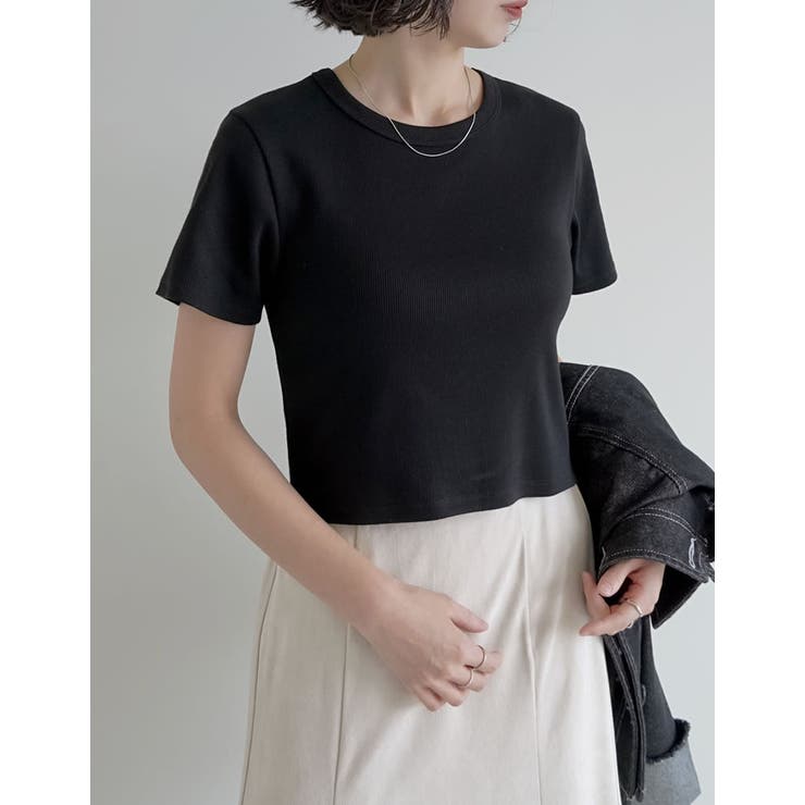 Re:EDIT テレコリブクロップド半袖Tシャツ トップス shoplistselect-10440050 SHOPLIST サンプル画像2
