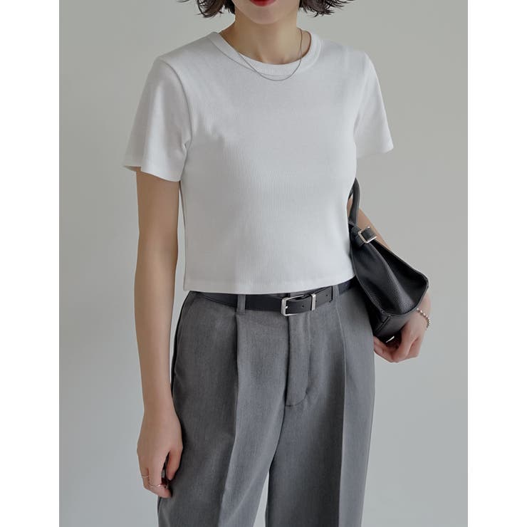 Re:EDIT テレコリブクロップド半袖Tシャツ トップス shoplistselect-10440050 SHOPLIST サンプル画像3