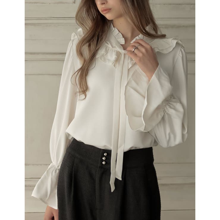 Re:EDIT [MEISM by Re:EDIT][2025AW COLLECTION]フレアスリーブフリルカッティングボウタイリボンブラウス トップス shoplistselect-10440068 SHOPLIST サンプル画像3