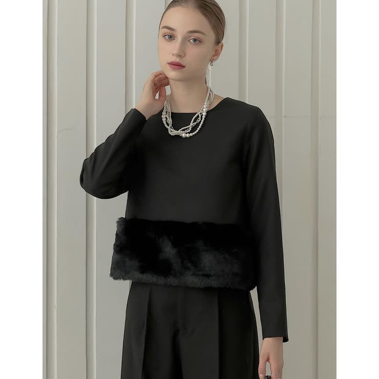 Re:EDIT [MEISM by Re:EDIT][2025AW COLLECTION]微起毛ツイル裾ファー切り替え長袖トップス トップス shoplistselect-10440060 SHOPLIST サンプル画像3