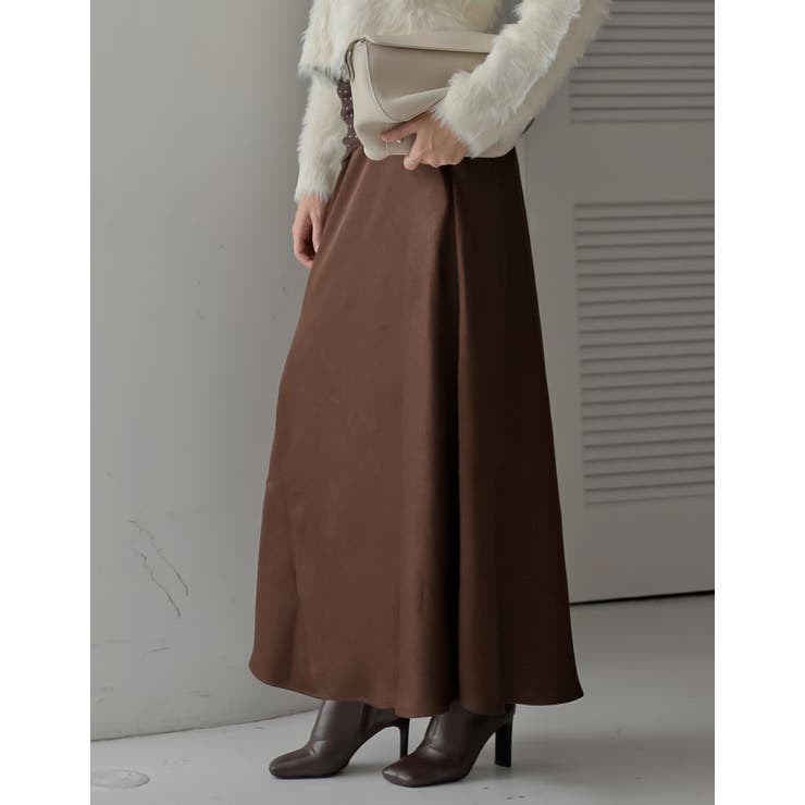Re:EDIT [2025 WINTER COLLECTION][低身長サイズ有]シワ加工サテン切り替えナロースカート スカート shoplistselect-10440069 SHOPLIST サンプル画像3