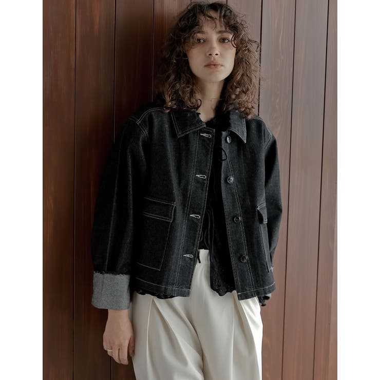 【エントリーでP10倍！9日(金)1:59まで】Re:EDIT [2025AW COLLECTION]デニムショートカバーオール アウター(コート・ジャケットなど) shoplistselect-10440147 SHOPLIST サンプル画像3
