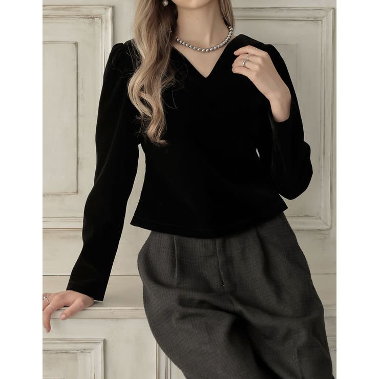 Re:EDIT [MEISM by Re:EDIT][2025AW COLLECTION]マットベロアハートネック長袖トップス トップス shoplistselect-10440148 SHOPLIST サンプル画像3