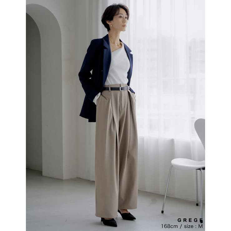 【10％OFFクーポン！8/27(木)1:59まで】Re:EDIT [新色追加][2025AW COLLECTION][低身長/高身長サイズ有]ストレッチミックスツイルクロスタックワイドパンツ パンツ・ズボン shoplistselect-10440114 SHOPLIST サンプル画像3